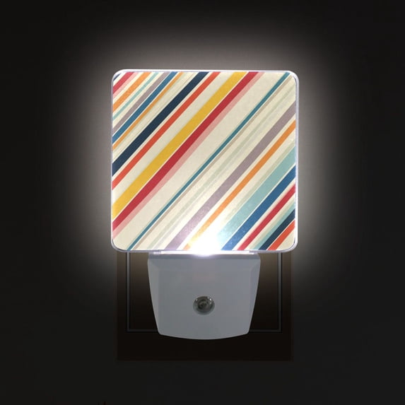 Yayeee LED Plug in Night Light for The Home with Auto Dusk to Dawn Light Sensors, 2 Pack, Striped Pattern