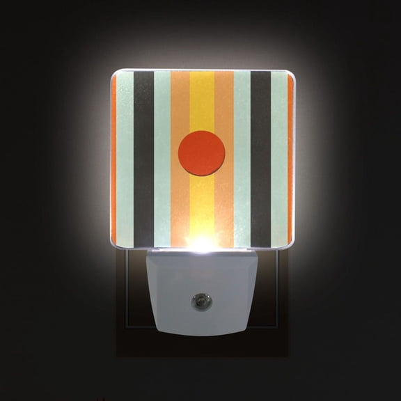 Yayeee LED Plug in Night Light for The Home with Auto Dusk to Dawn Light Sensors, 2 Pack, Stripes and Circle