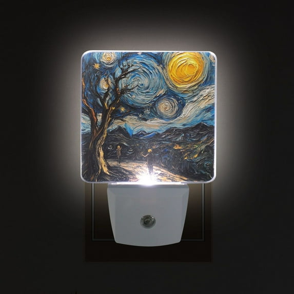 Yayeee LED Night Light for The Home Plug in With Light Sensors 2 Pack, Swirling Starry Sky