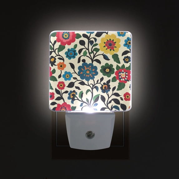 Yayeee LED Night Light for The Home Plug in With Light Sensors 2 Pack, Vibrant Floral