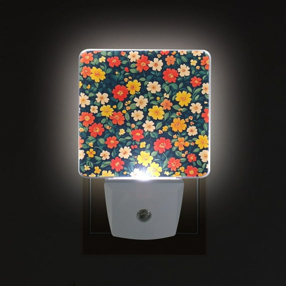 Yayeee LED Night Light for The Home Plug in With Light Sensors 2 Pack, Vibrant Flowers