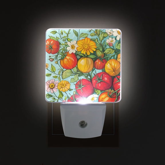 Yayeee LED Plug in Night Light for The Home with Auto Dusk to Dawn Light Sensors, 2 Pack, Vibrant Tomatoes