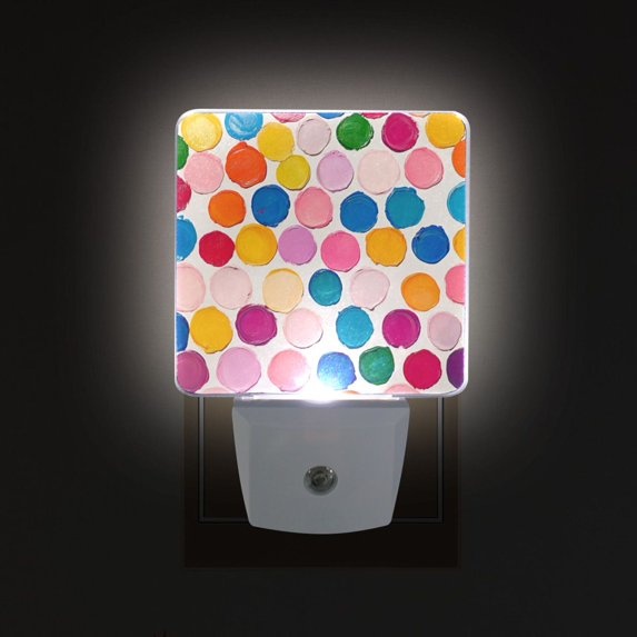 Yayeee LED Plug in Night Light for The Home with Auto Dusk to Dawn Light Sensors, 2 Pack, Watercolor Circles