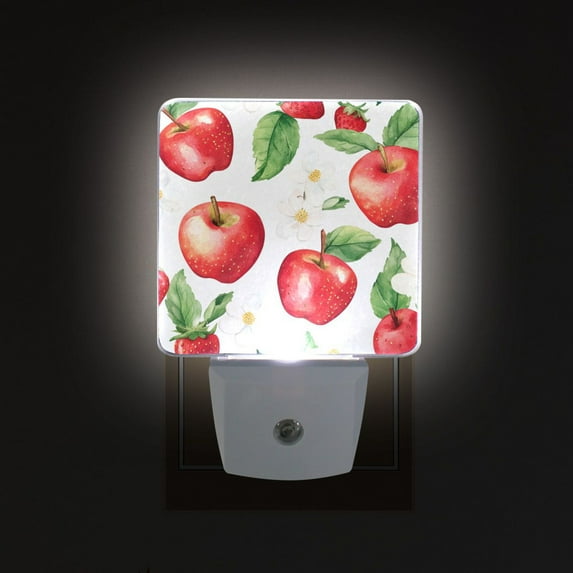 Yayeee LED Night Light for The Home Plug in With Light Sensors 2 Pack, White Apple Pattern