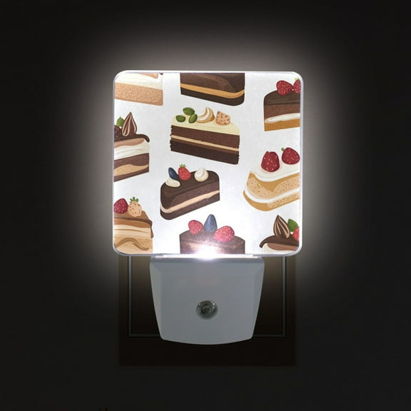 Yayeee LED Plug in Night Light for The Home with Auto Dusk to Dawn Light Sensors, 2 Pack, White Cakes Pattern