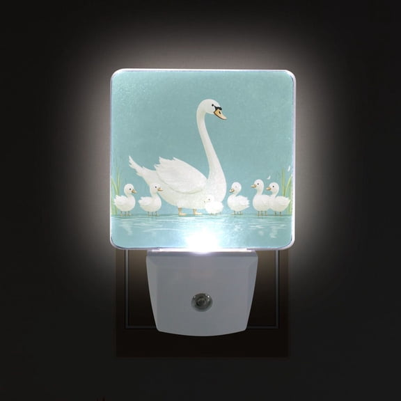 Yayeee LED Plug in Night Light for The Home with Auto Dusk to Dawn Light Sensors, 2 Pack, White Cartoon Swan