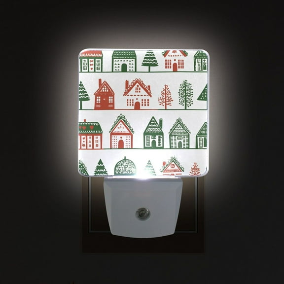 Yayeee LED Night Light for The Home Plug in With Light Sensors 2 Pack, White Christmas House