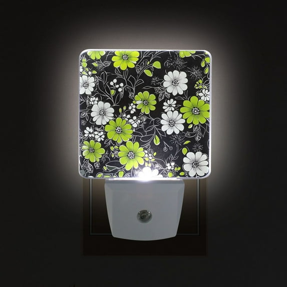 Yayeee LED Night Light for The Home Plug in With Light Sensors 2 Pack, White Flower Pattern