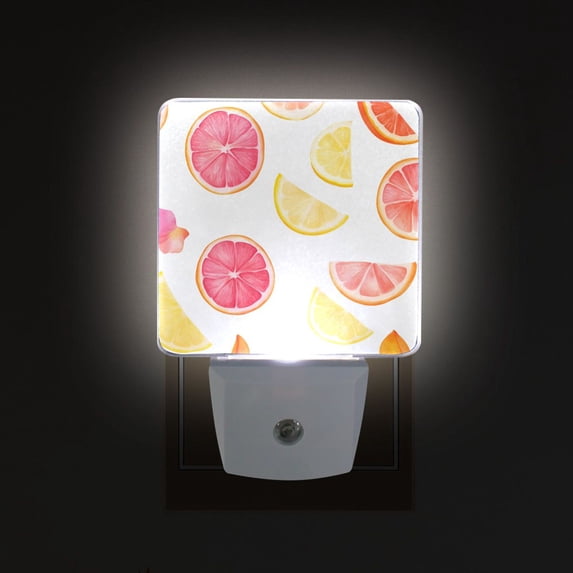 Yayeee LED Night Light for The Home Plug in With Light Sensors 2 Pack, White Grapefruit Slices