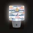 thumbnail image 1 of Yayeee LED Plug in Night Light for The Home with Auto Dusk to Dawn Light Sensors, 2 Pack, White Hand Drawn Sailboats, 1 of 5