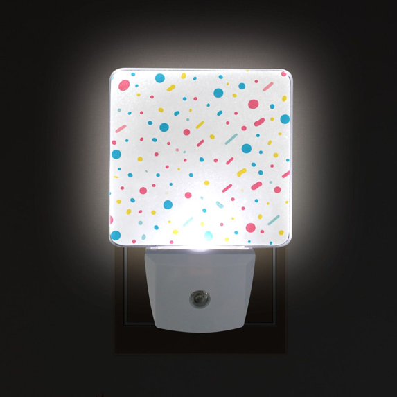 Yayeee LED Plug in Night Light for The Home with Auto Dusk to Dawn Light Sensors, 2 Pack, White Retro Pattern