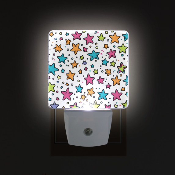 Yayeee LED Night Light for The Home Plug in With Light Sensors 2 Pack, White Stars