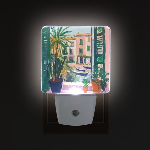 Yayeee LED Plug in Night Light for The Home with Auto Dusk to Dawn Light Sensors, 2 Pack, Window Scene