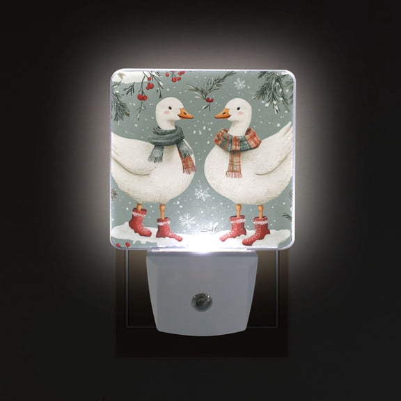 Yayeee LED Plug in Night Light for The Home with Auto Dusk to Dawn Light Sensors, 2 Pack, Winter Goose Scarves