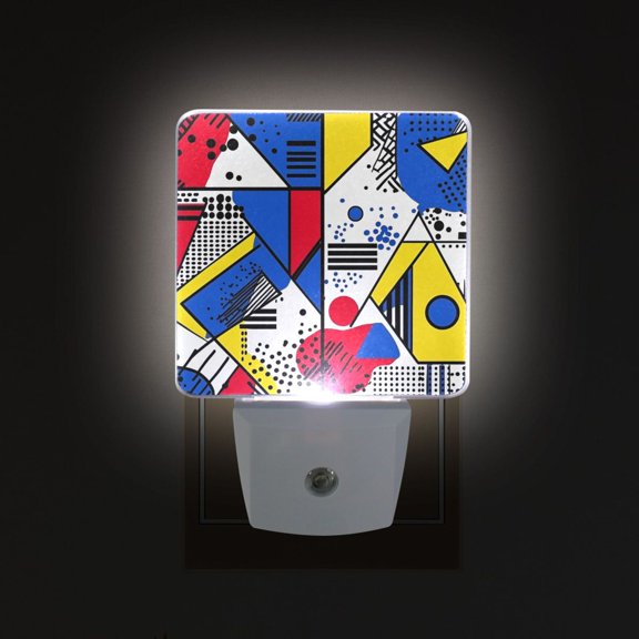 Yayeee LED Plug in Night Light for The Home with Auto Dusk to Dawn Light Sensors, 2 Pack, Yelllow Simple Shapes