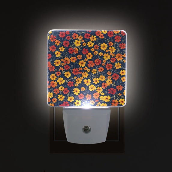 Yayeee LED Plug in Night Light for The Home with Auto Dusk to Dawn Light Sensors, 2 Pack, Yellow Floral