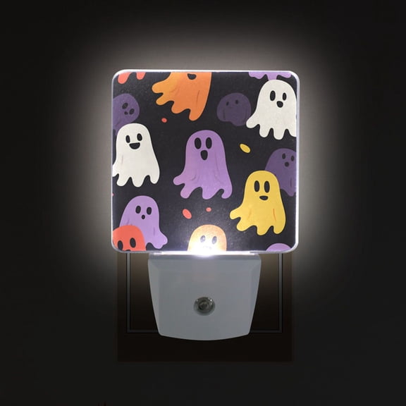 Yayeee LED Night Light for The Home Plug in With Light Sensors 2 Pack, Yellow Halloween Ghosts
