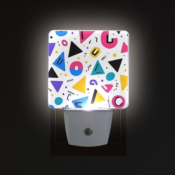 Yayeee LED Plug in Night Light for The Home with Auto Dusk to Dawn Light Sensors, 2 Pack, Yellow Retro Shapes