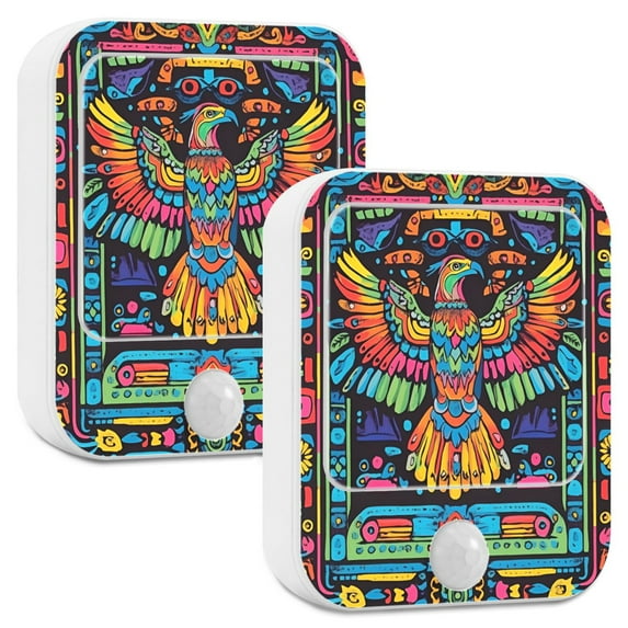Yayeee 2-Pack Plug in LED Night Lights with Light Sensors Motion Detectors, Abstract Eagle