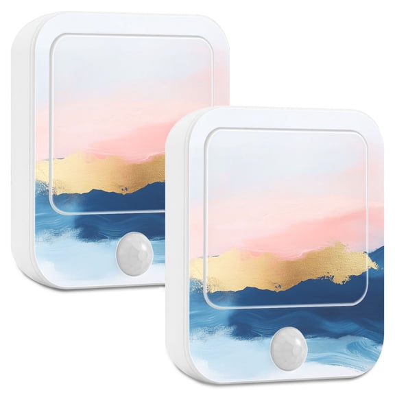 Yayeee 2-Pack Plug in LED Night Lights with Light Sensors Motion Detectors, Abstract Painting