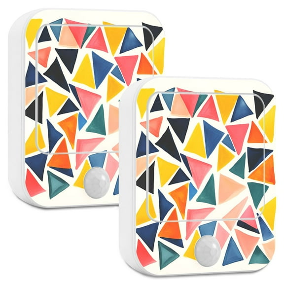 Yayeee 2-Pack Plug in LED Night Lights with Light Sensors Motion Detectors, Abstract Triangles