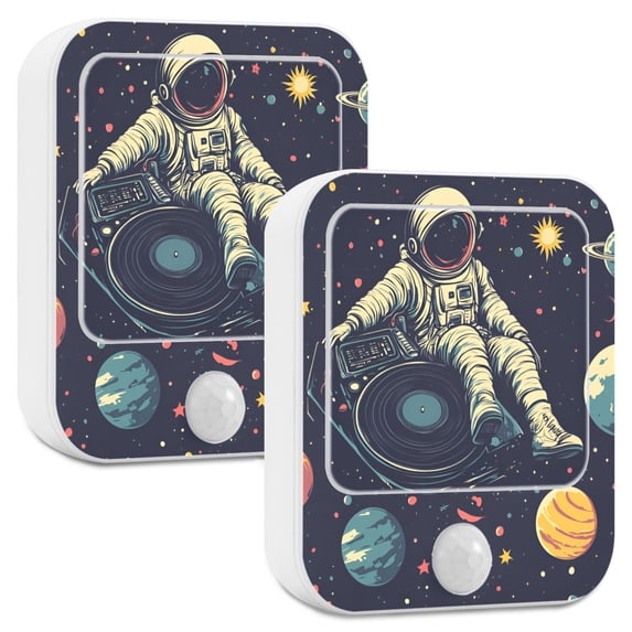 Yayeee LED Night Lights with Motion Detectors Auto Dusk to Dawn Light Sensors, 2 Pack, Astronaut Space