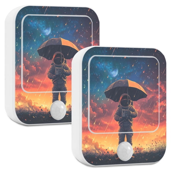 Yayeee LED Night Lights with Motion Detectors Auto Dusk to Dawn Light Sensors, 2 Pack, Astronaut at Dawn