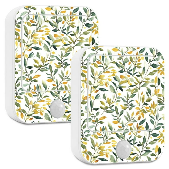 Yayeee 2-Pack Plug in LED Night Lights with Light Sensors Motion Detectors, Autumn Greenery