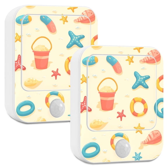 Yayeee LED Night Lights with Motion Detectors Auto Dusk to Dawn Light Sensors, 2 Pack, Beach Pattern