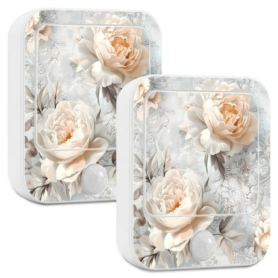 Yayeee 2-Pack Plug in LED Night Lights with Light Sensors Motion Detectors, Beautiful Floral