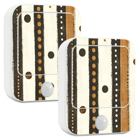 Yayeee 2-Pack Plug in LED Night Lights with Light Sensors Motion Detectors, Beige Abstract Dots