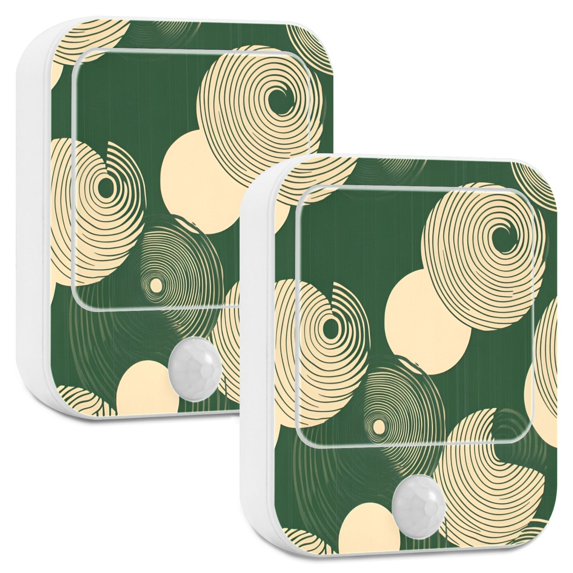 Yayeee LED Night Lights with Motion Detectors Auto Dusk to Dawn Light Sensors, 2 Pack, Beige Abstract