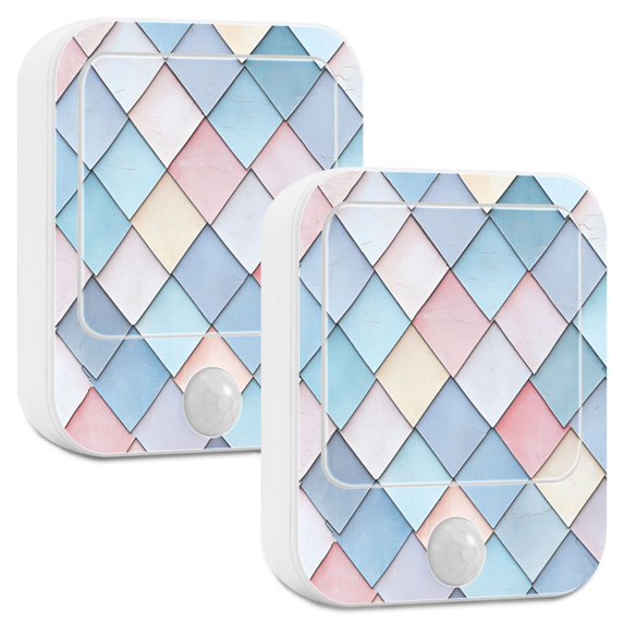 Yayeee LED Night Lights with Motion Detectors Auto Dusk to Dawn Light Sensors, 2 Pack, Beige Art Pattern