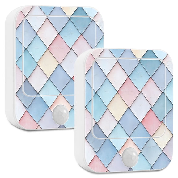 Yayeee LED Night Lights with Motion Detectors Auto Dusk to Dawn Light Sensors, 2 Pack, Beige Art Pattern