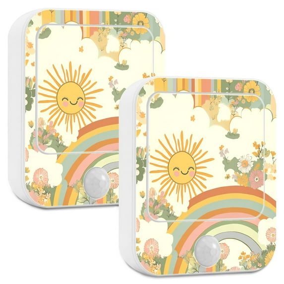 Yayeee 2-Pack Plug in LED Night Lights with Light Sensors Motion Detectors, Beige Clouds