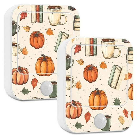 Yayeee 2-Pack Plug in LED Night Lights with Light Sensors Motion Detectors, Beige Fall Coffee