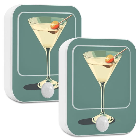 Yayeee LED Night Lights with Motion Detectors Auto Dusk to Dawn Light Sensors, 2 Pack, Beige Martini