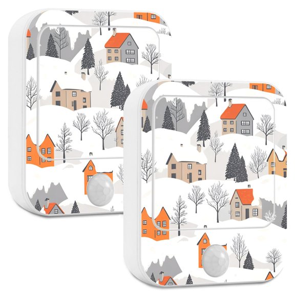 Yayeee LED Night Lights with Motion Detectors Auto Dusk to Dawn Light Sensors, 2 Pack, Beige Snow Houses