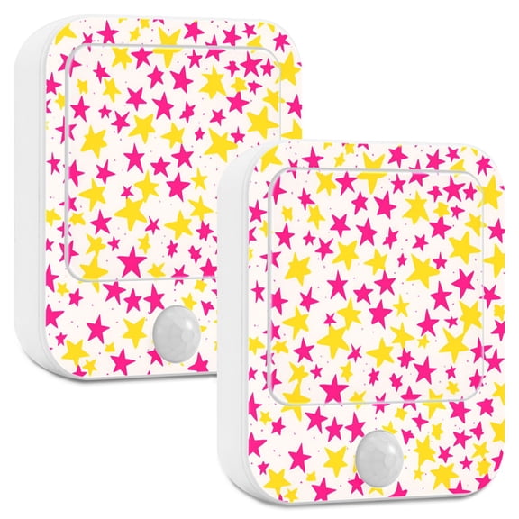 Yayeee 2-Pack Plug in LED Night Lights with Light Sensors Motion Detectors, Beige Stars