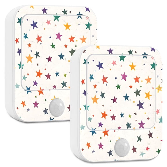 Yayeee 2-Pack Plug in LED Night Lights with Light Sensors Motion Detectors, Beige Stars