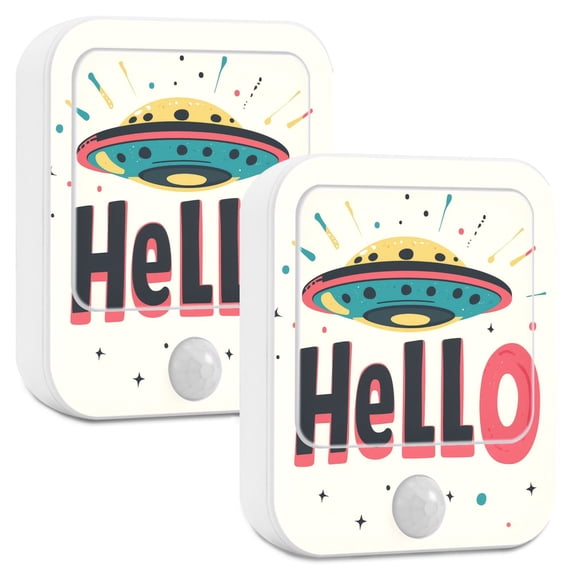 Yayeee LED Night Lights with Motion Detectors Auto Dusk to Dawn Light Sensors, 2 Pack, Beige UFO