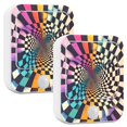thumbnail image 1 of Yayeee 2-Pack Plug in LED Night Lights with Light Sensors Motion Detectors, Beige Wavy Plaid, 1 of 7