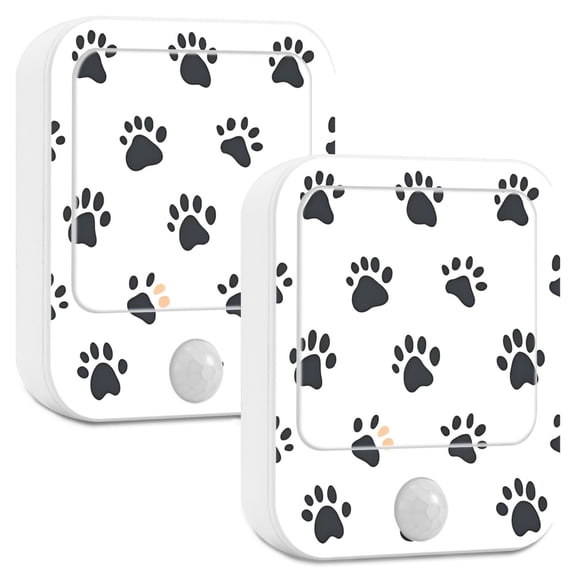 Yayeee LED Night Lights with Motion Detectors Auto Dusk to Dawn Light Sensors, 2 Pack, Black Cartoon Cat Paw