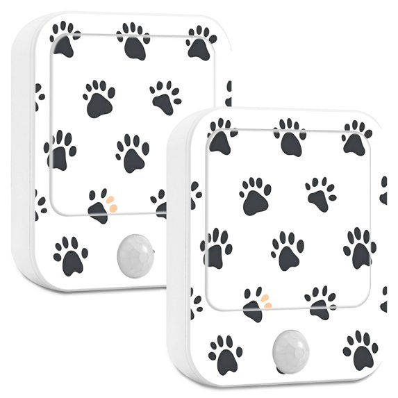 Yayeee 2-Pack Plug in LED Night Lights with Light Sensors Motion Detectors, Black Cartoon Cat Paw