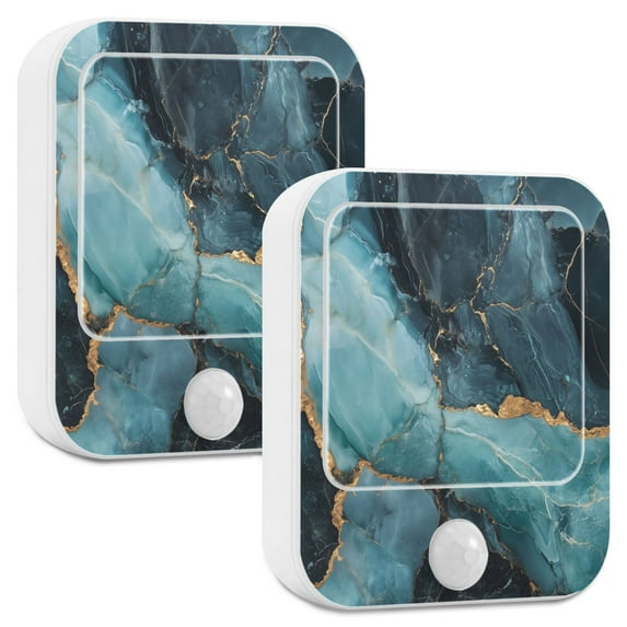 Yayeee LED Night Lights with Motion Detectors Auto Dusk to Dawn Light Sensors, 2 Pack, Black Marble