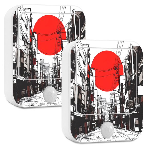 Yayeee LED Night Lights with Motion Detectors Auto Dusk to Dawn Light Sensors, 2 Pack, Black Streets