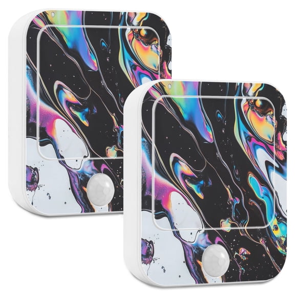 Yayeee 2-Pack Plug in LED Night Lights with Light Sensors Motion Detectors, Black