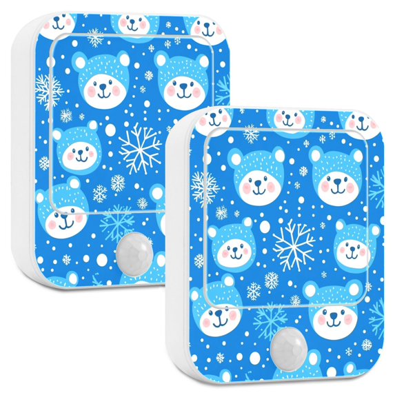 Yayeee 2-Pack Plug in LED Night Lights with Light Sensors Motion Detectors, Blue Bears