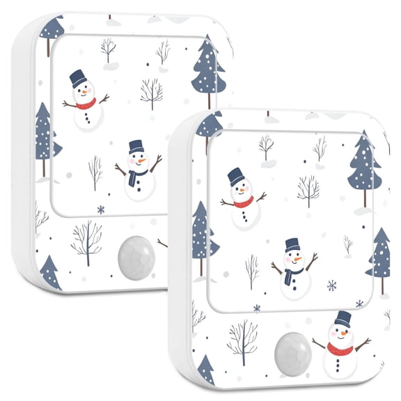 Yayeee 2-Pack Plug in LED Night Lights with Light Sensors Motion Detectors, Blue Cartoon Snowmen