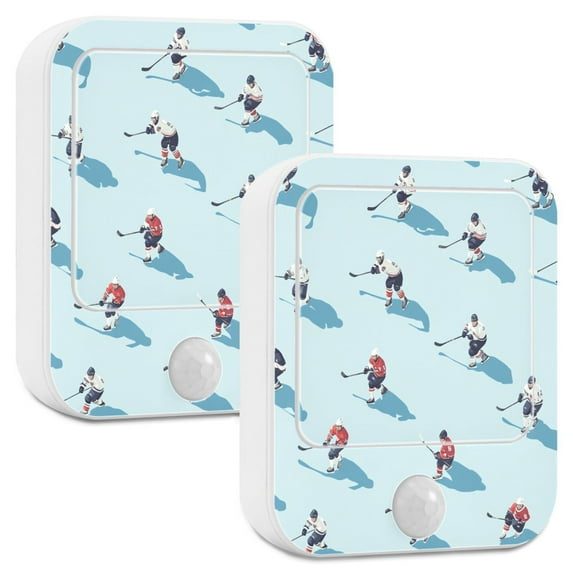 Yayeee 2-Pack Plug in LED Night Lights with Light Sensors Motion Detectors, Blue Ice Hockey